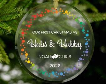 First Christmas Hubs & Hubby Gay Newlywed Ornament For Gay Married Couple Ornament For Gay Wedding Christmas Ornament Gay Husband Xmas Gift