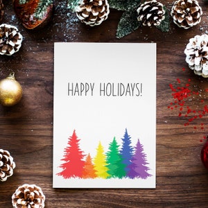 Carte de sapin de Noël gay couleur arc-en-ciel LGBTQ joyeuses fêtes, carte de Noël de la fierté gay pour cadeau de Noël homosexuel pour carte de Noël lesbien