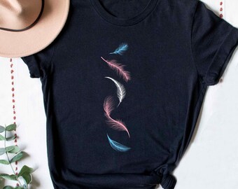 Transgender Pride Shirt LGBTQ Pride Shirt Transgender Flag Feathers Shirt For Transgender Subtle Pride Shirt Trans Pride T-Shirt Queer Trans