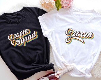 LGBTQ Groom & Squad Gay Bachelor Party T-Shirt, Queer Groom Squad Mr And Mr Shirt, Two Groom Wedding Gift For Gay Best Man Groomsman Top