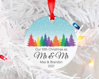 Our 10th Christmas Mr & Mr Custom Ornament For Gay Husband Christmas Ornament Gay Anniversary Ornament For LGBTQ Married Couple Xmas Gift