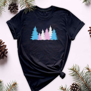 Transgender Christmas Shirt Transgender Subtle Pride Flag Color Xmas Tree Shirt For Trans Coming Out Gift For Transgender Xmas Holiday Shirt
