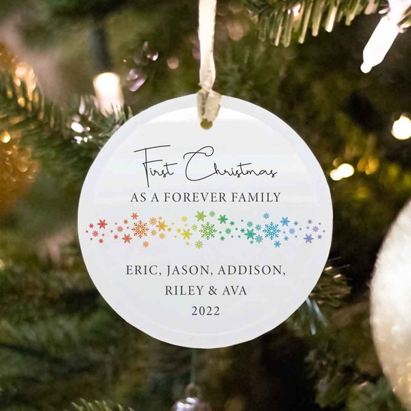 Forever Family 1e kerst ornament voor LGBTQ familie adoptie cadeau voor twee moeders lesbische familie ornament twee homo papa familie kerst ornament