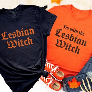 LGBTQ Halloween Lesbian Witch Matching Shirt, Lesbian Halloween Trick Or Treat Tee, Lesbian Girlfriend, Gay Wedding Gothic Shirt, Queer Wife