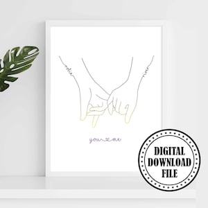 LGBTQ manos no binarias arte nombre personalizado archivo digital impresión del mes del orgullo, arte de decoración del hogar de pareja queer, regalo de amor de pareja de Enby, boda no binaria
