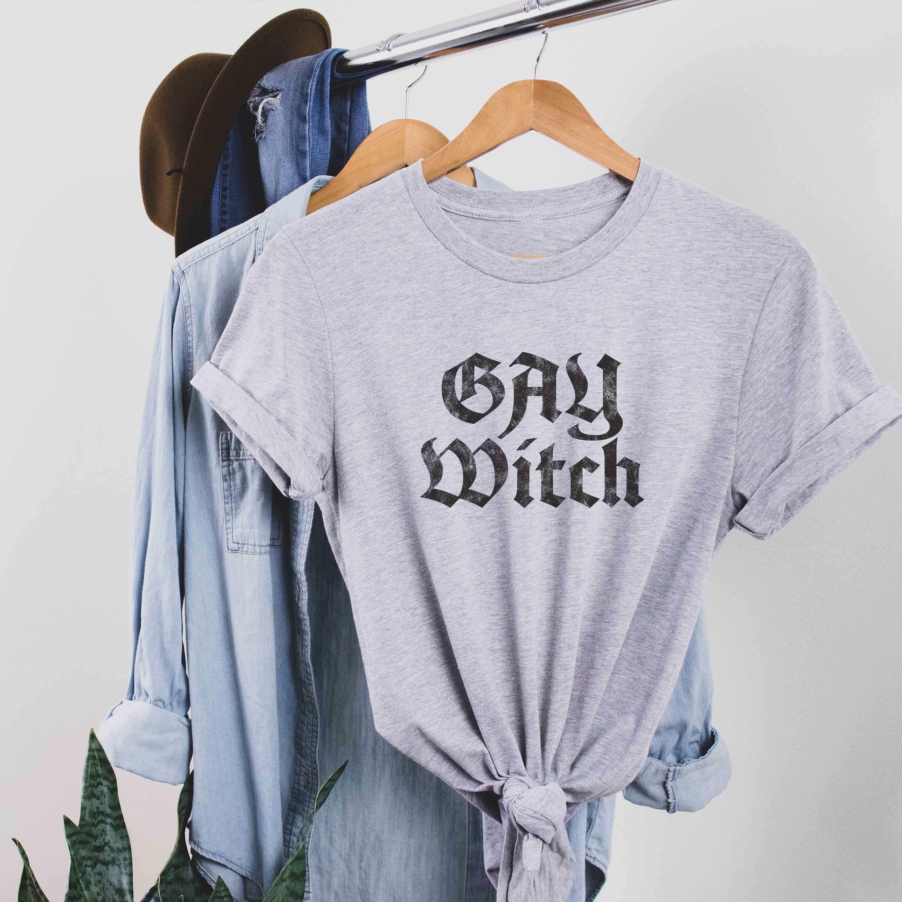 Discover Gay Witch Funny Halloween Shirt, Gay Pride Shirt, Queer Spooky Shirt, LGBTQ Gay Pride Halloween Witch Shirt, Gay Witch Goth Halloween Shirt