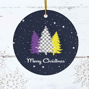 Nonbinary Christmas Ornament, Enby Subtle Flag Color Pride XMAS Tree Decor, Queer Merry Christmas Keepsake, LGBTQ Non Binary Coming Out Gift