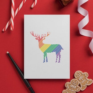 Carte pliée arc-en-ciel de Noël LGBTQ, carte de Noël arc-en-ciel de fierté, carte de Noël de vacances gay, carte de vacances arc-en-ciel, carte de Noël lesbien