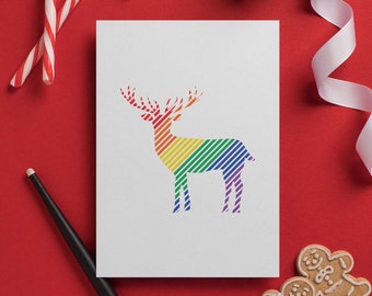 Carte pliée arc-en-ciel de Noël LGBTQ, carte de Noël arc-en-ciel de fierté, carte de Noël de vacances gay, carte de vacances arc-en-ciel, carte de Noël lesbien
