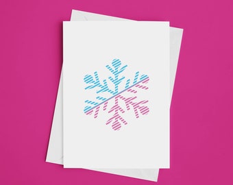 Transgender Christmas Snowflake Folded Greeting Card & Envelope, Trans Art Christmas Card, Transgender Holiday card, LGBTQ Trans Xmas Gift