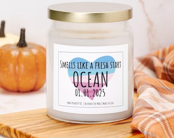 Smells Like Fresh Start Transgender Pride Name Change Heart Candle, Trans Support Gift, Trans Birthday, Coming Out FTM MTF Trans Top Surgery