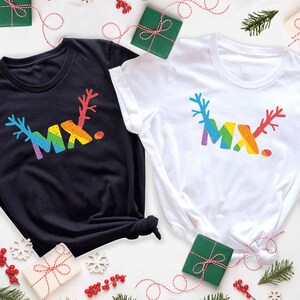 Mx & Mx Gender Neutral Honorific Rainbow Nonbinary Christmas Shirt, Enby Wedding Gift, NonBinary Married Neutral Title Xmas Engaged Shirt