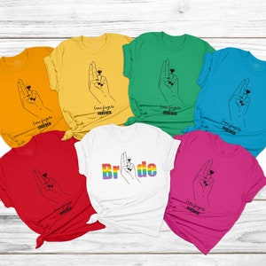 Lesbian Bachelorette Party Shirt, Same Fingers Forever, All Rainbow Colors Matching Shirt, Rainbow Flag Color Tee, Two Bride Lesbian Wedding