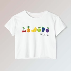 Fruity Rainbow Flag Pride Crop Tee, Gay Crop Top Shirt, LGBTQ Queer Pride Parade Apparel, Queer Crop T-Shirt, Gift For Lesbian Pride Shirt