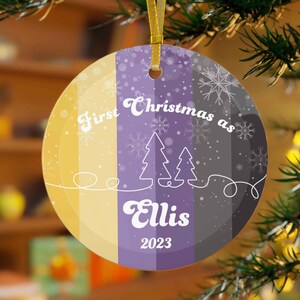 Nonbinary Weihnachtsverzierung, Nonbinary Weihnachtsgeschenk, Enby Xmas Namensänderung, Nonbinary Flagge Weihnachtsgeschenk, Nonbinary Holiday Ornament