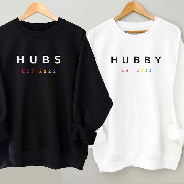 LGBTQ Hubs Or Hubby Gay Rainbow Sweatshirt, Gay Pride Husband Tee, Gay Wedding Gift, Two Grooms Just Married, Gay Newlywed Matching Sweater