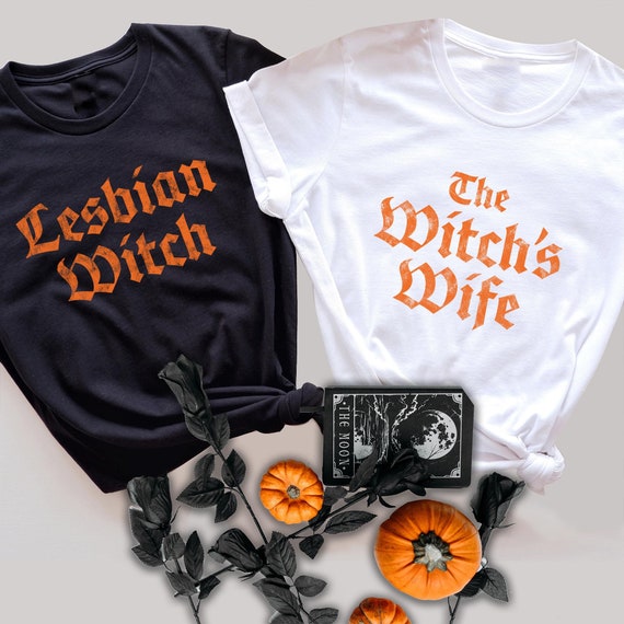 Lesbian Funny Halloween Matching Shirt Queer Lesbian Wife Trick