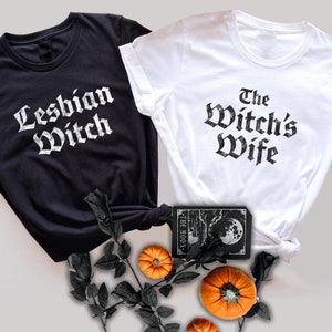 Funny Queer Halloween Lesbian Wife Matching Shirt, Lesbian Married Couple, Two Brides, Gay Wedding Halloween Gift, Lesbian Bachelorette Tee