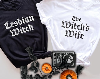 Funny Queer Halloween Lesbian Wife Matching Shirt, Lesbian Married Couple, Two Brides, Gay Wedding Halloween Gift, Lesbian Bachelorette Tee