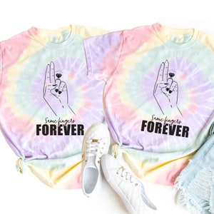 Tie-Dye Rainbow Same Fingers Forever Shirt, Lesbian Bachelorette Party Tee, Lesbian Funny Wedding Gift, LGBTQ Bridesmaid, Gay Bridal Party