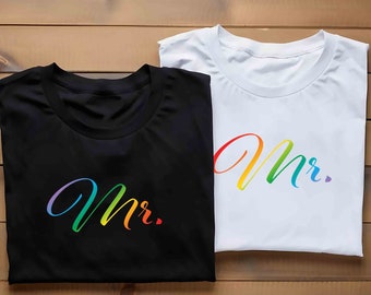 LGBTQ Mr & Mr Shirt For Gay Wedding Shirt, Gay Groom Shirt, Gay Husband Shirt For Two Groom Shirt, Gay Engagement Shirt Gay Bachelor Party