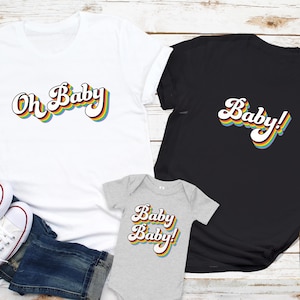 LGBTQ Pregnancy Reveal Announcement Matching Rainbow Shirt, Two Lesbian Mom Baby Bodysuit, Gay Family Baby Shower Mothers Day Pride T-Shirt