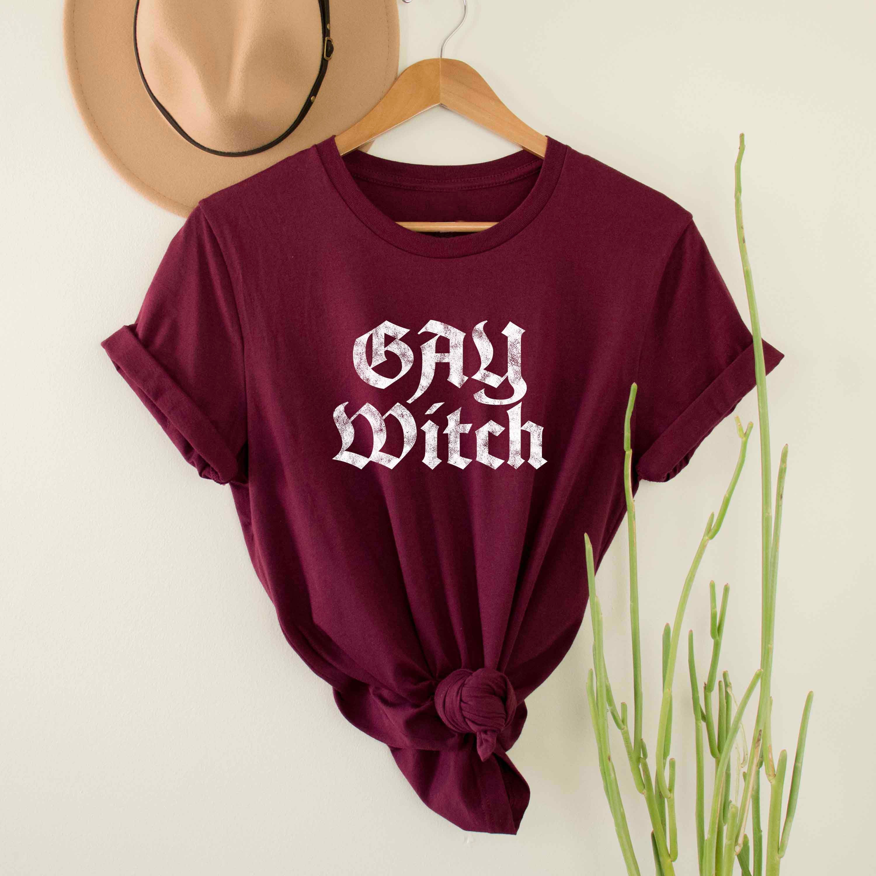 Discover Gay Witch Funny Halloween Shirt, Gay Pride Shirt, Queer Spooky Shirt, LGBTQ Gay Pride Halloween Witch Shirt, Gay Witch Goth Halloween Shirt