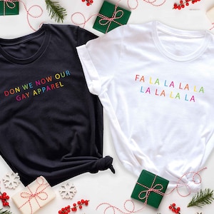 Don We Now Our Gay Apparel Fa La La Rainbow Gay Christmas Matching Shirt, Subtle Gay Pride XMAS Tee, LGBTQ Christmas Shirt For Lesbian Shirt