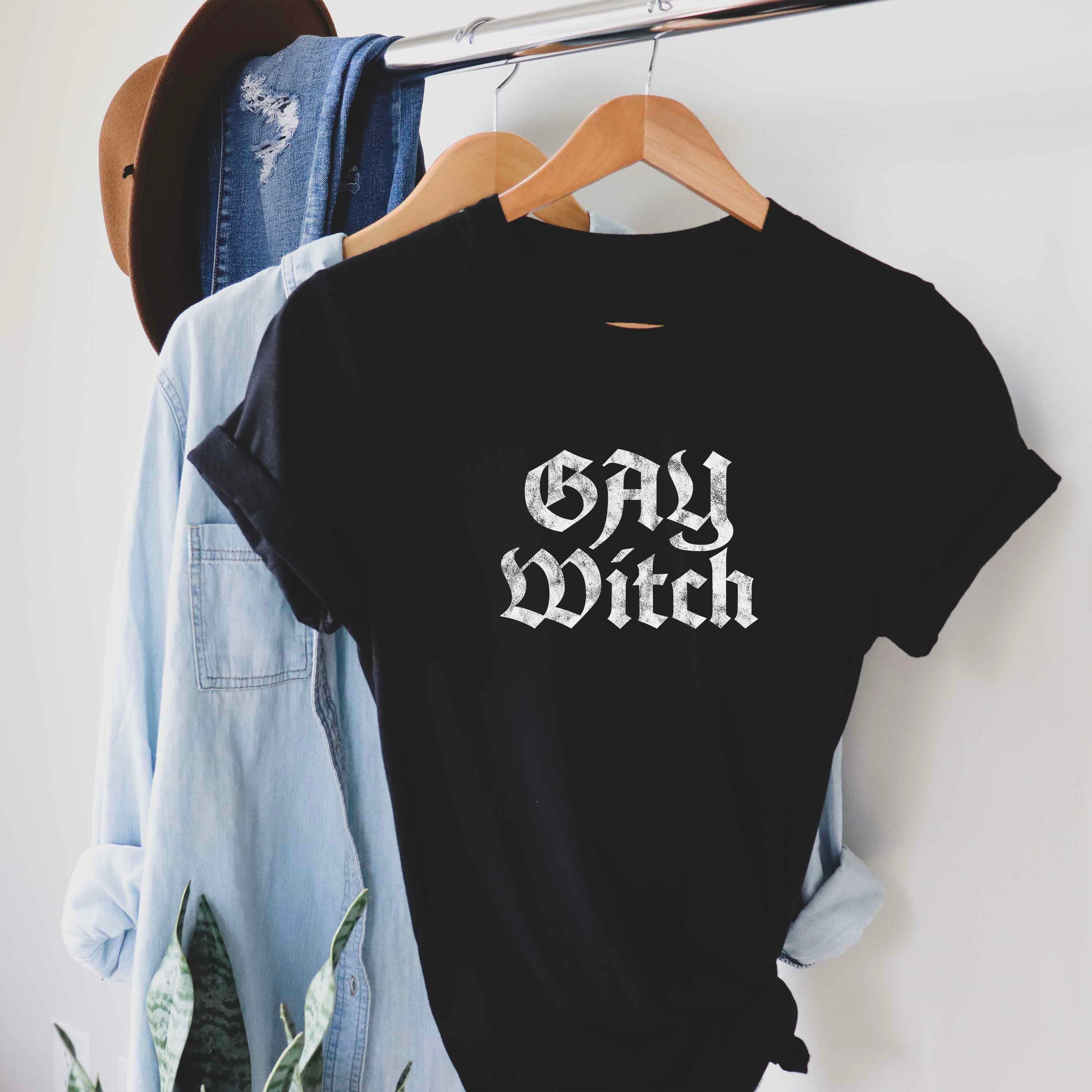 Discover Gay Witch Funny Halloween Shirt, Gay Pride Shirt, Queer Spooky Shirt, LGBTQ Gay Pride Halloween Witch Shirt, Gay Witch Goth Halloween Shirt