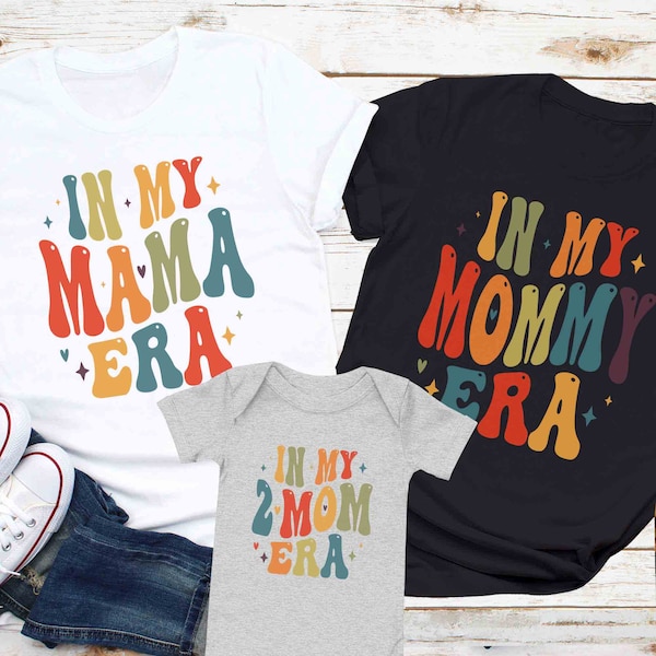 LGBTQ Two Lesbian Mom Family Matching T-Shirt, Custom Same-Sex Parent Name Two Mom Baby Shower Tee, Gay Mother's Day Gift For Two Queer Mom