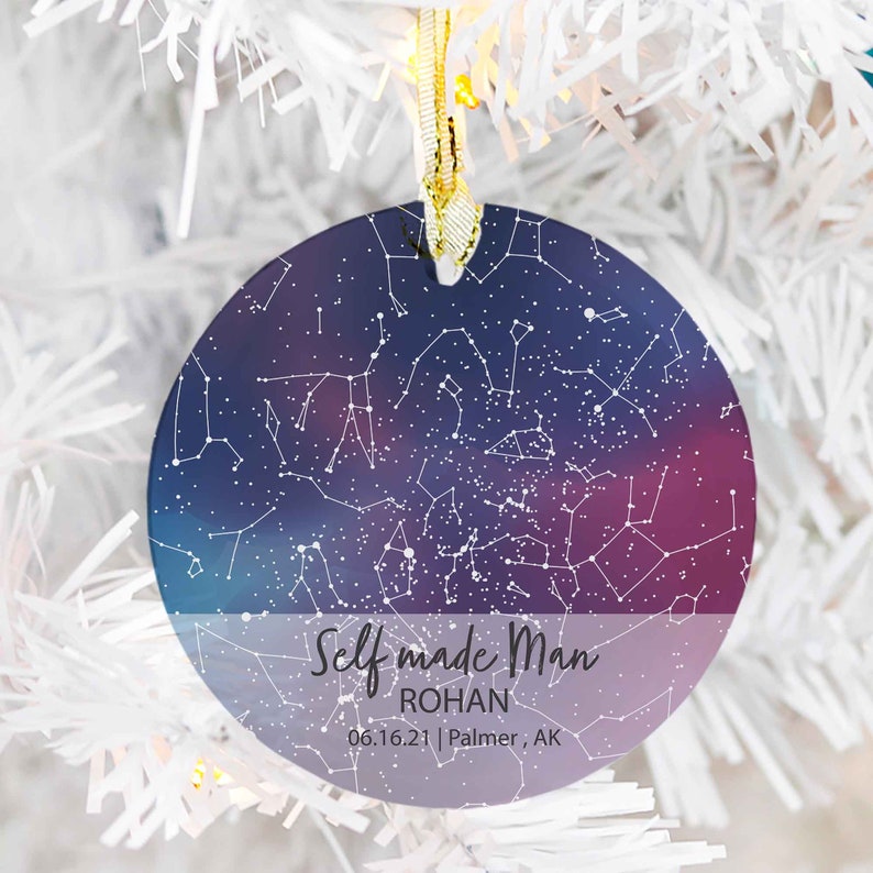 Transgender Custom Name Star Map Ornament For Trans Subtle Pride Gift For Trans Coming Out Support Gift Trans Flag Name Change Xmas Ornament Galaxy