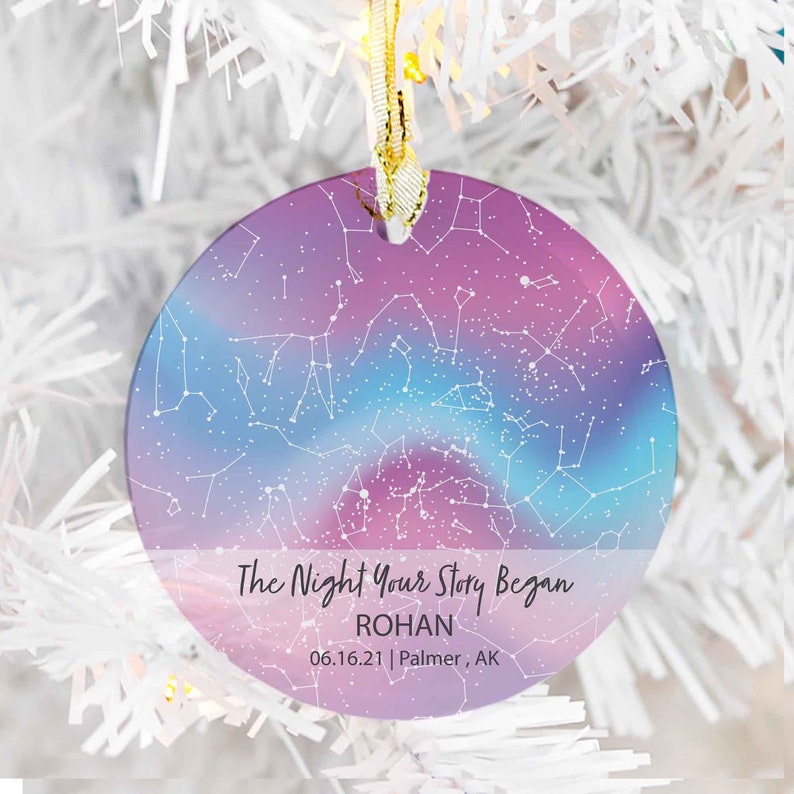 Transgender Custom Name Star Map Ornament For Trans Subtle Pride Gift For Trans Coming Out Support Gift Trans Flag Name Change Xmas Ornament Aurora