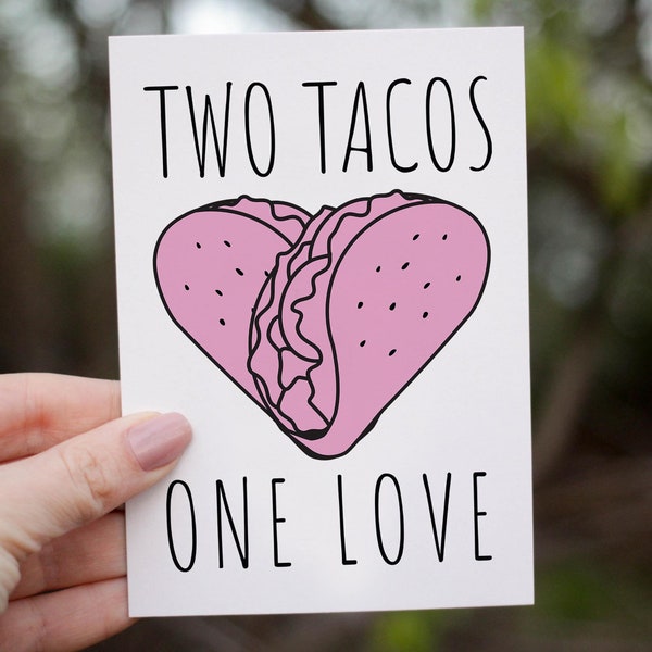 Carte de Saint-Valentin deux tacos, un amour, lesbienne coquine, cadeau drôle de petite amie lesbienne, carte sexy de couple lesbien, cadeau de mariage lesbien LGBTQ