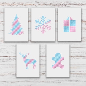 Ensemble de cartes de voeux pliées et enveloppes de Noël transgenres, carte de Noël subtile fierté trans, drapeau de vacances transgenres LGBTQ, décoration de Noël
