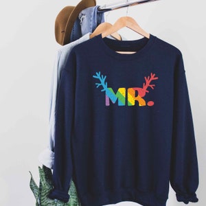 Mr & Mr Gay Christmas Sweatshirt, Gay Wedding Gift, LGBTQ Husband Couple XMAS Matching Sweatshirt, Two Grooms Gift, Gay Engaged Xmas Sweater image 5