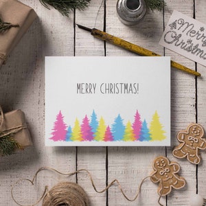 Carte de Noël LGBTQ pansexuelle pour cadeau de Noël pansexuel pour carte de joyeux arbre de Noël pansexuelle Cadeau pansexuel Carte couleur drapeau pansexuel