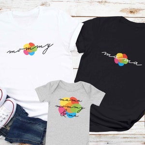 LGBTQ Lesbian Family Rainbow Matching Shirt, Custom Same Sex Parent Title Tee, Two Mom Baby Bodysuit, Gift For Two Gay Mom Mother&#39;s Day Top