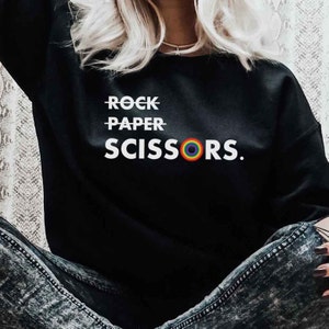 Rock Paper Scissors Naughty Lesbian Funny Sweater Gay Bachelorette Party Winter Sweater For Lesbian Girlfriend Gift For Lesbian Wife Sweater