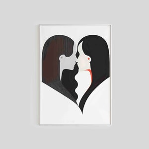 Arte mural lésbico: descarga digital, impresión artística queer para decoración del hogar LGBTQ, regalo para pareja de lesbianas, impresión artística lésbica para arte de amor queer.