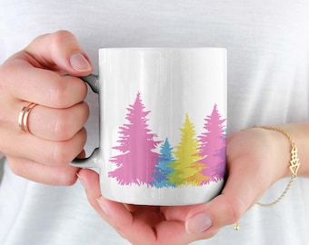 Pansexual Christmas Mug, Pansexual Christmas Gift, Pansexual Flag Christmas Tree, LGBTQ Coming Out Gift, Pan Pride Mug, Pan Rainbow Tree Mug
