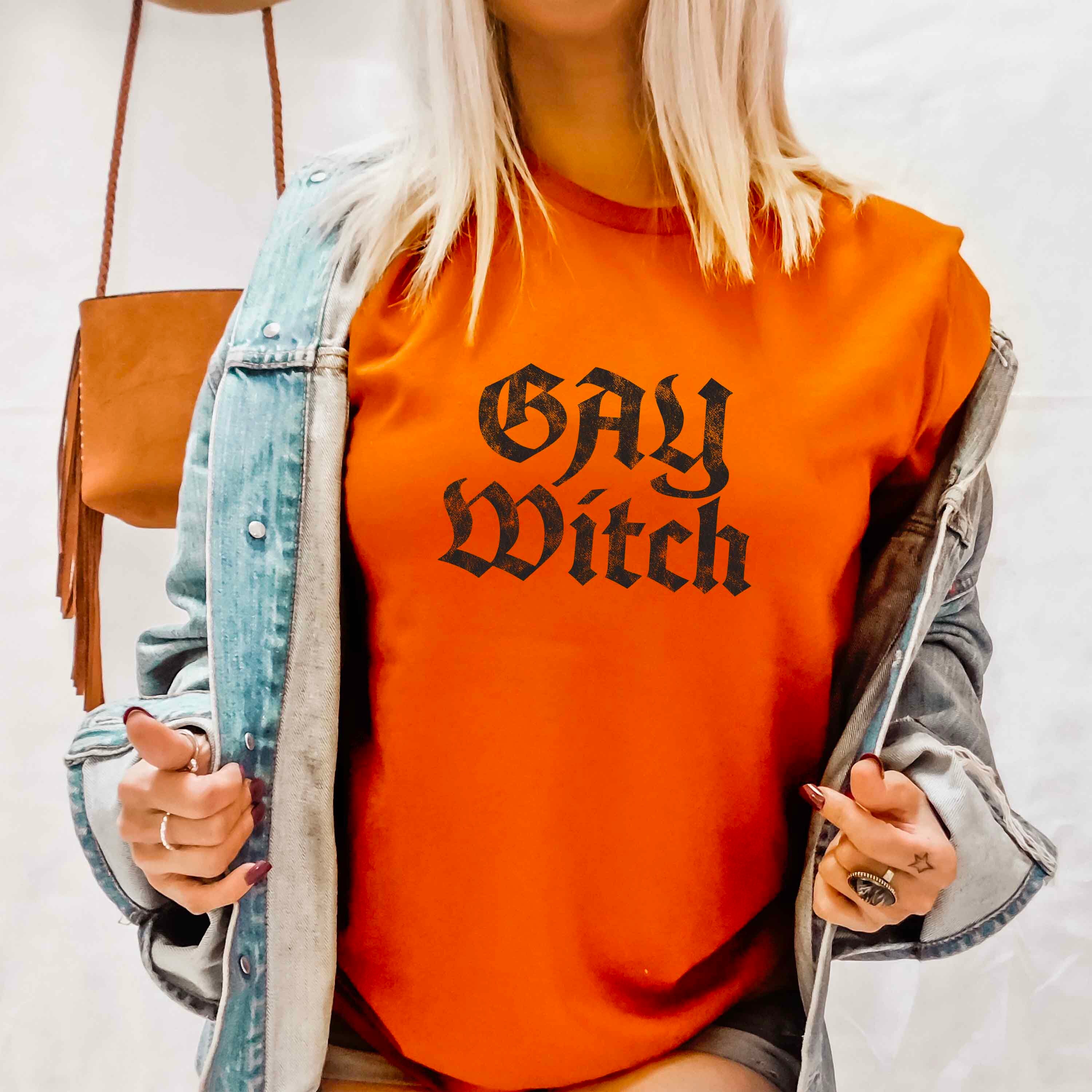 Discover Gay Witch Funny Halloween Shirt, Gay Pride Shirt, Queer Spooky Shirt, LGBTQ Gay Pride Halloween Witch Shirt, Gay Witch Goth Halloween Shirt