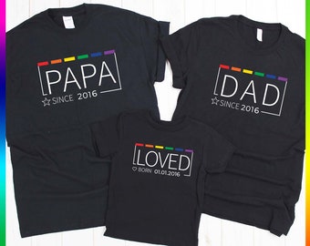 Gay Father's Day LGBTQ Family Matching Pride Rainbow Shirt, Gay Dad Baby Bodysuit, Two Dads Adoption Gift, Gay Baby Shower Surrogacy Shirt