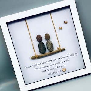 Best Friend Pebble Art- Picture, Box frame, Friendship quote for bestie, Stocking filler, Secret santa, Christmas or Birthday gift for her.