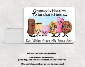 Personalized Grandad's biscuit tin, Biscuit character tin, Grandparent gift from the kids, Grandad's treat tin, Christmas gift for Grandad