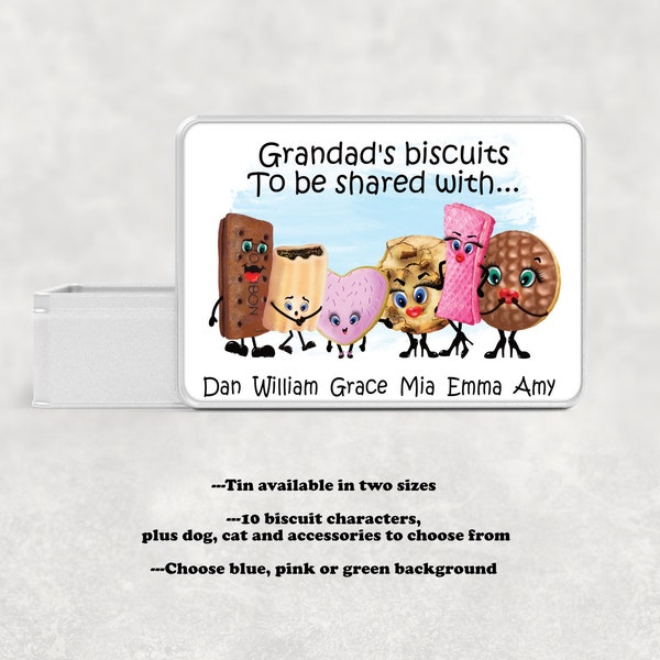 Personalized Grandad's biscuit tin, Biscuit character tin, Grandparent gift from the kids, Grandad's treat tin, Christmas gift for Grandad