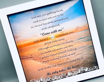 Religious Sympathy Poem, God Saw You Getting Tired, Picture box frame bereavement gift