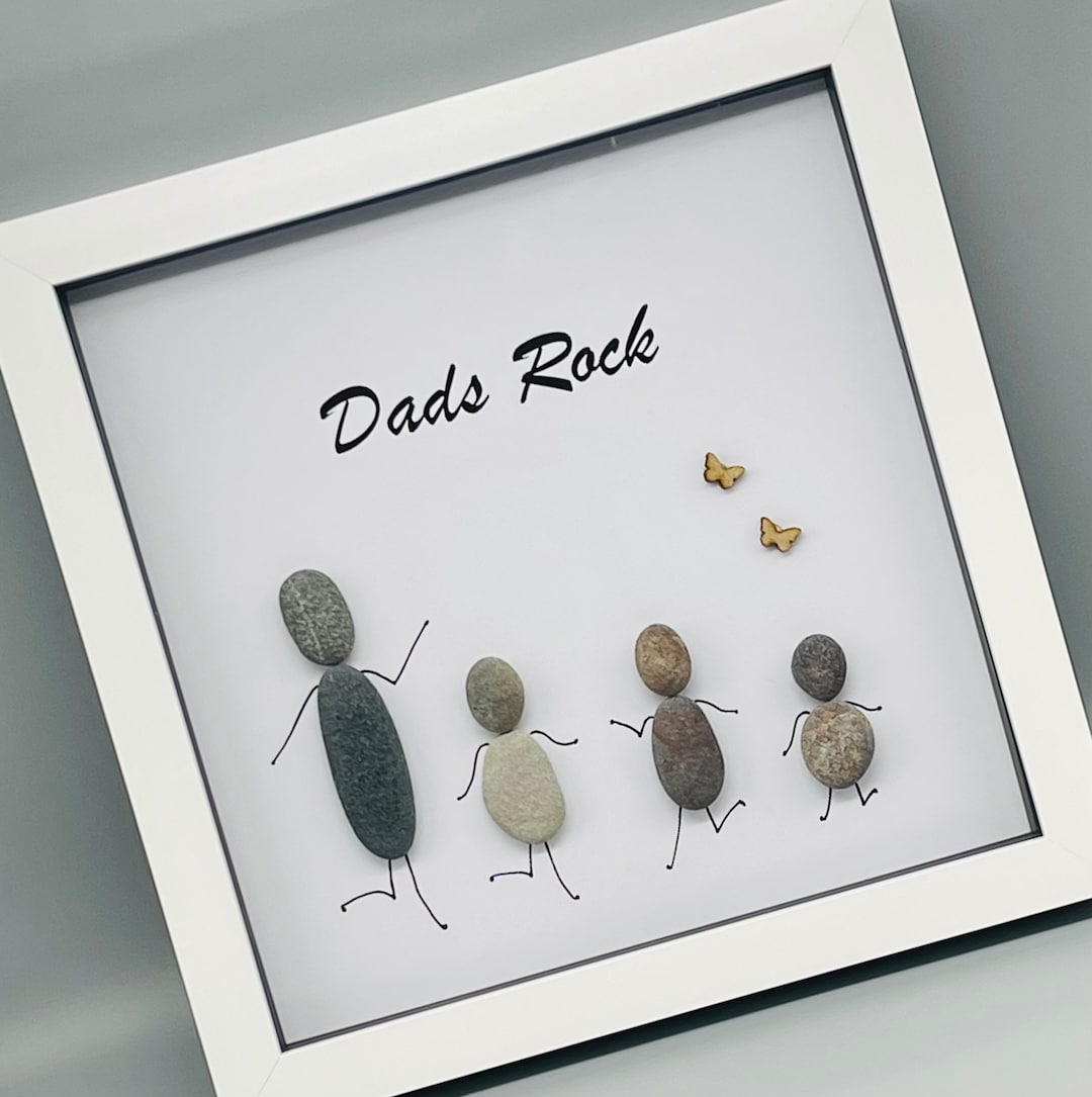 Dads Rock Pebble Art Framed Picture: Personalized Family Gift - Etsy
