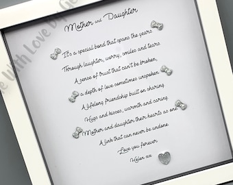 Personalized Mother and daughter framed poem, Birthday gift for Mum, Mother's day gift from kids, Personalized unique keepsake gift for her