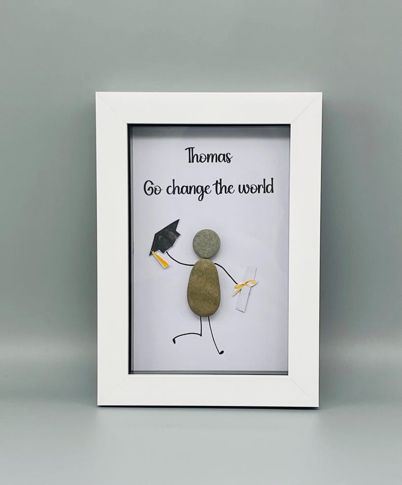 Personalised Graduation Pebble Art Frame – Go Change the World - Etsy