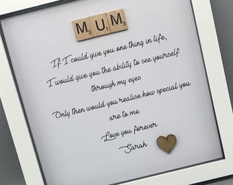 Personalized Framed Poem for Mum: Letter Tile Name, Keepsake Gift
